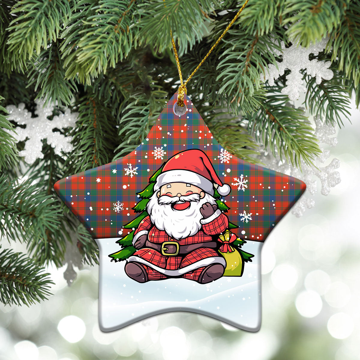 Robertson Ancient Tartan Christmas Ceramic Ornament - Scottish Santa Style