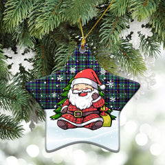 Stevenson Tartan Christmas Ceramic Ornament - Scottish Santa Style