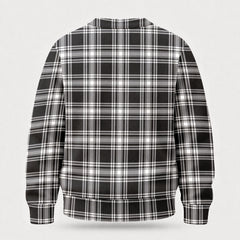 Menzies Black - White Modern Tartan Crest Sweater