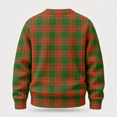 Menzies Green Modern Tartan Crest Sweater