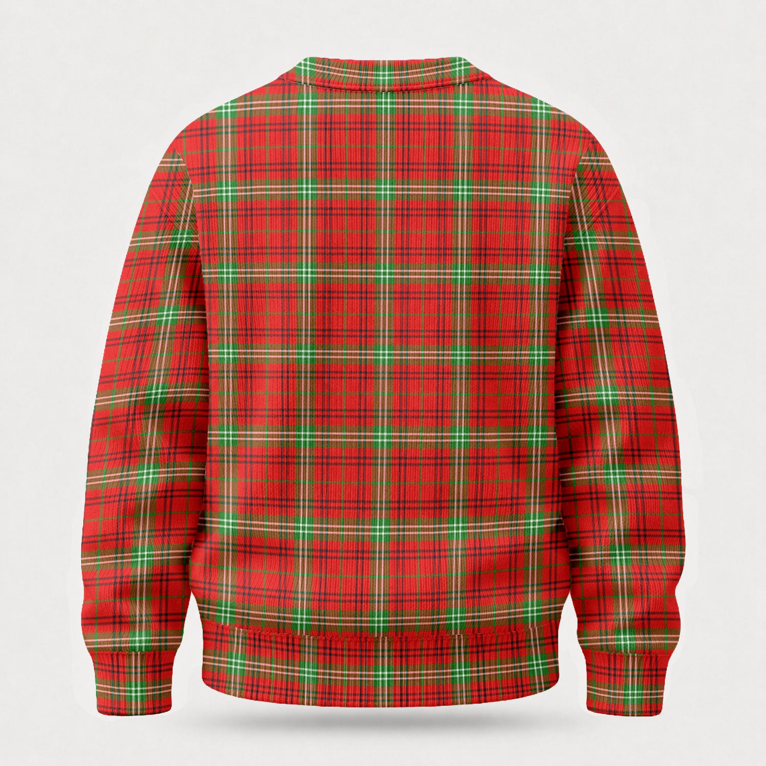 Morrison Red Modern Tartan Crest Sweater