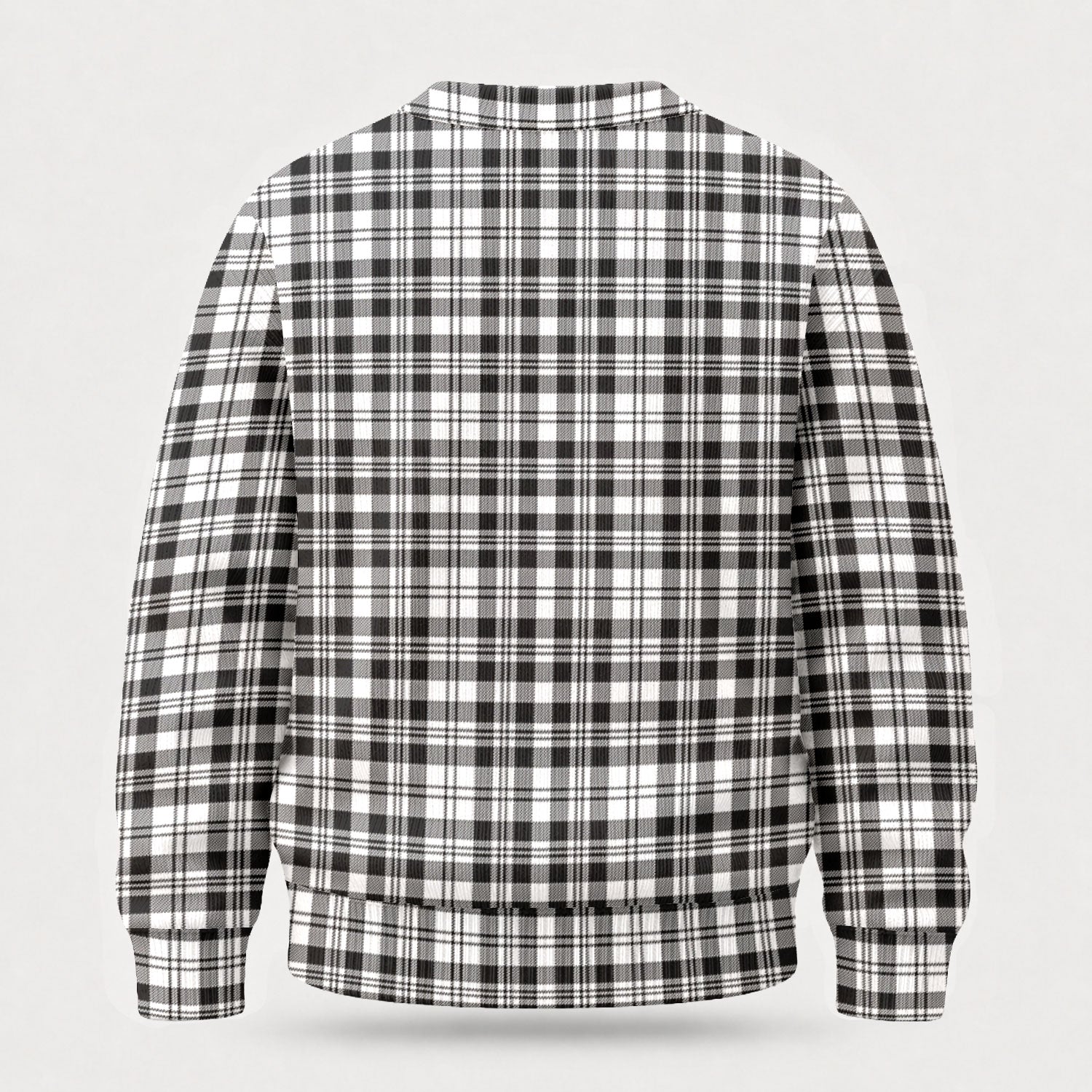Scott Black & White Modern Tartan Crest Sweater