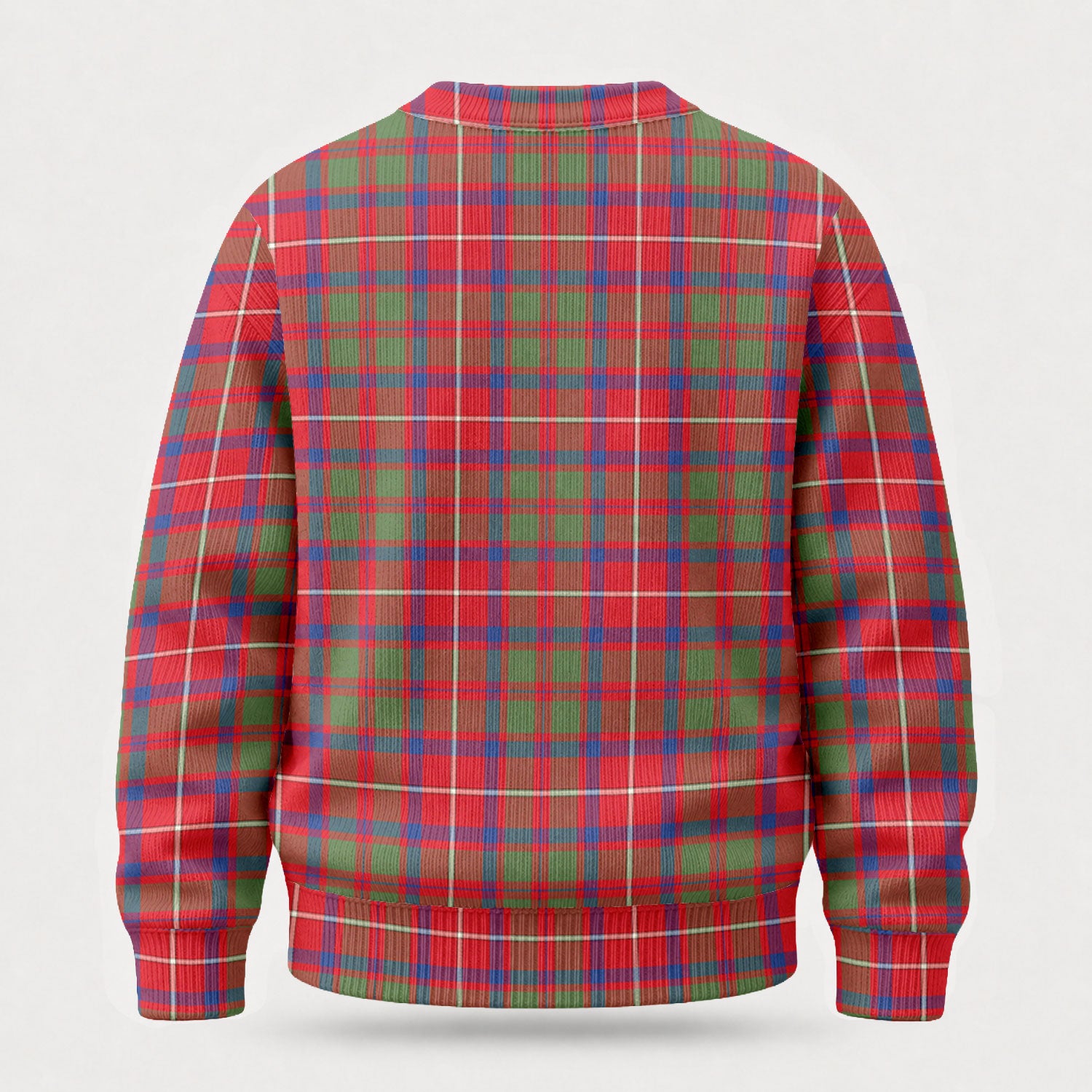 Shaw Red Modern Tartan Crest Sweater