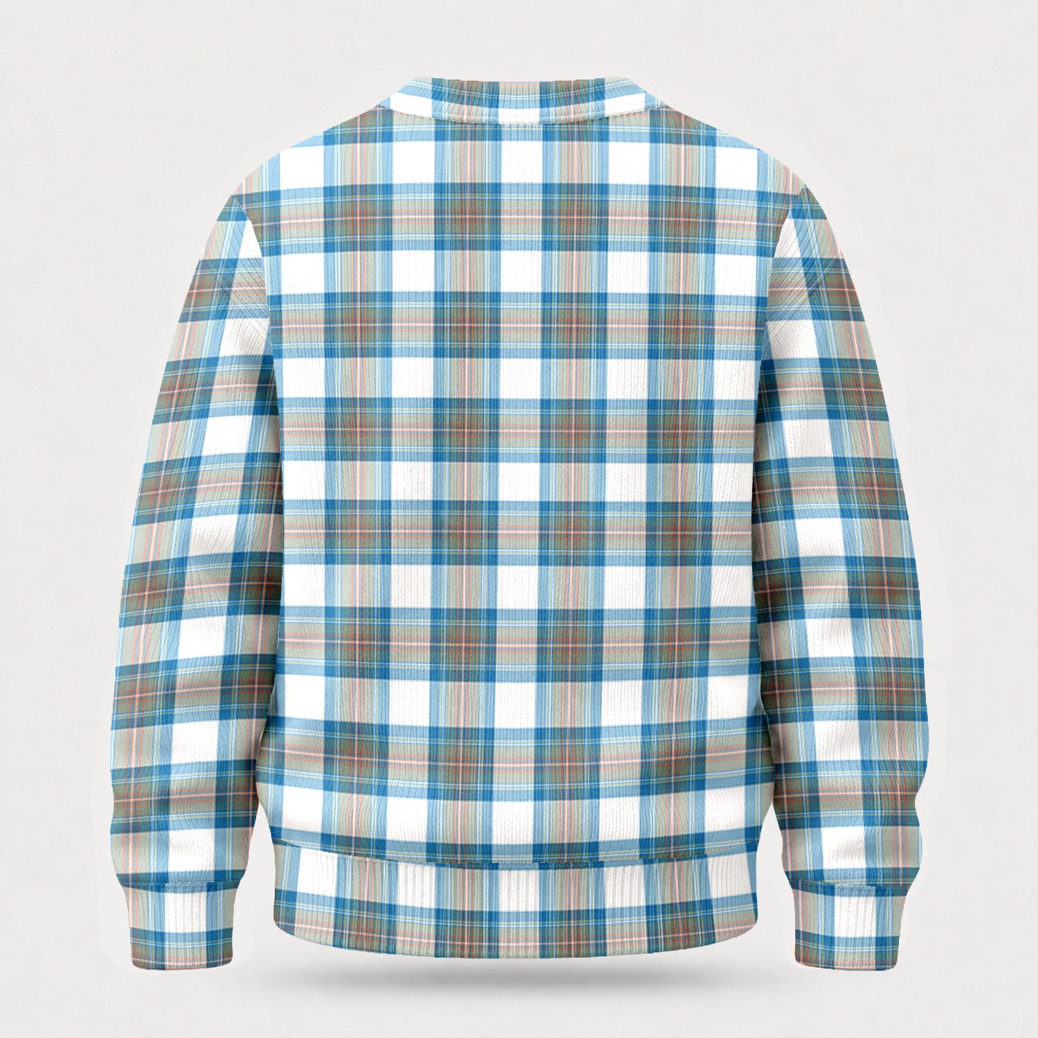 Stewart Muted Blue Tartan Crest Sweater