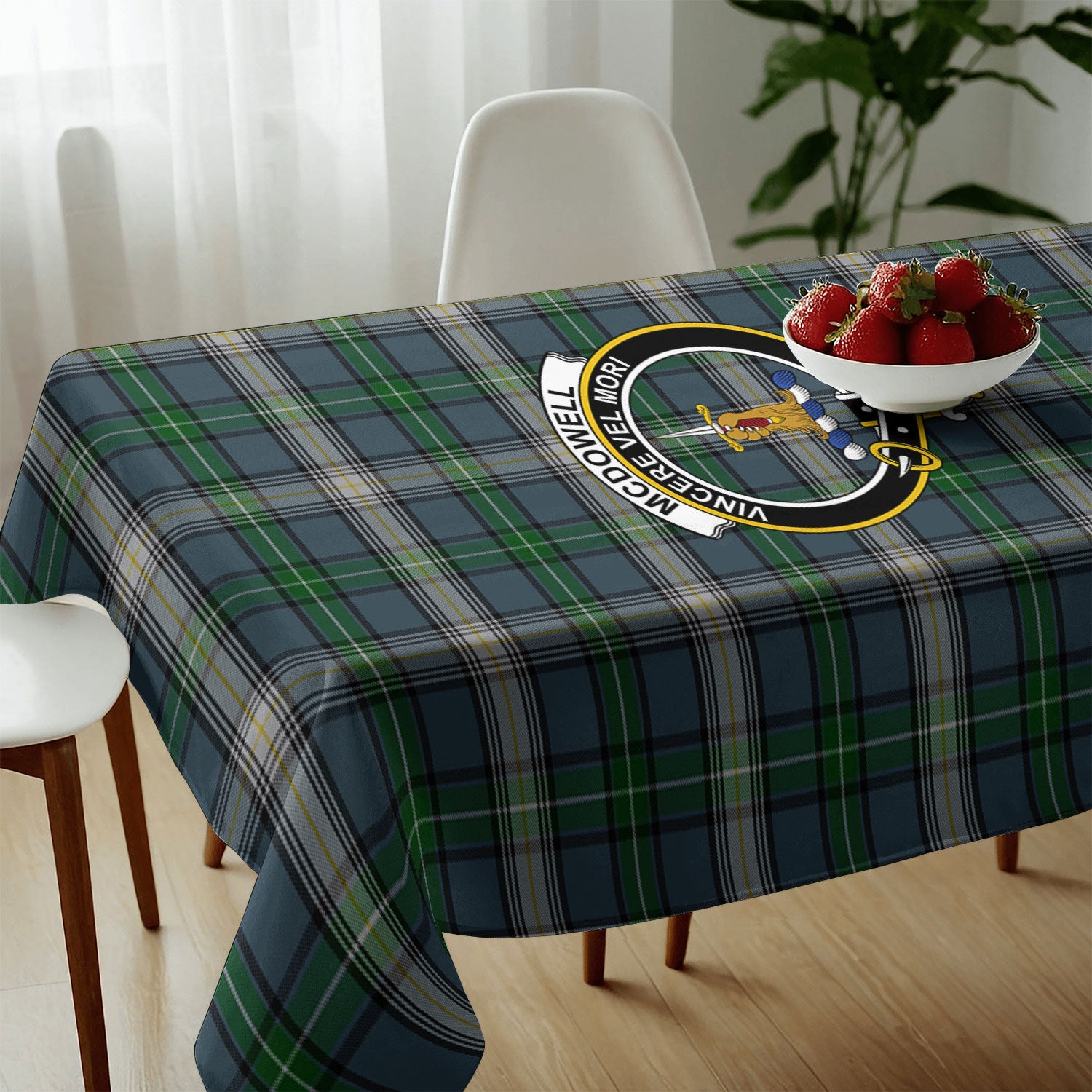 McDowell (MacDowell) Tartan Crest Tablecloth