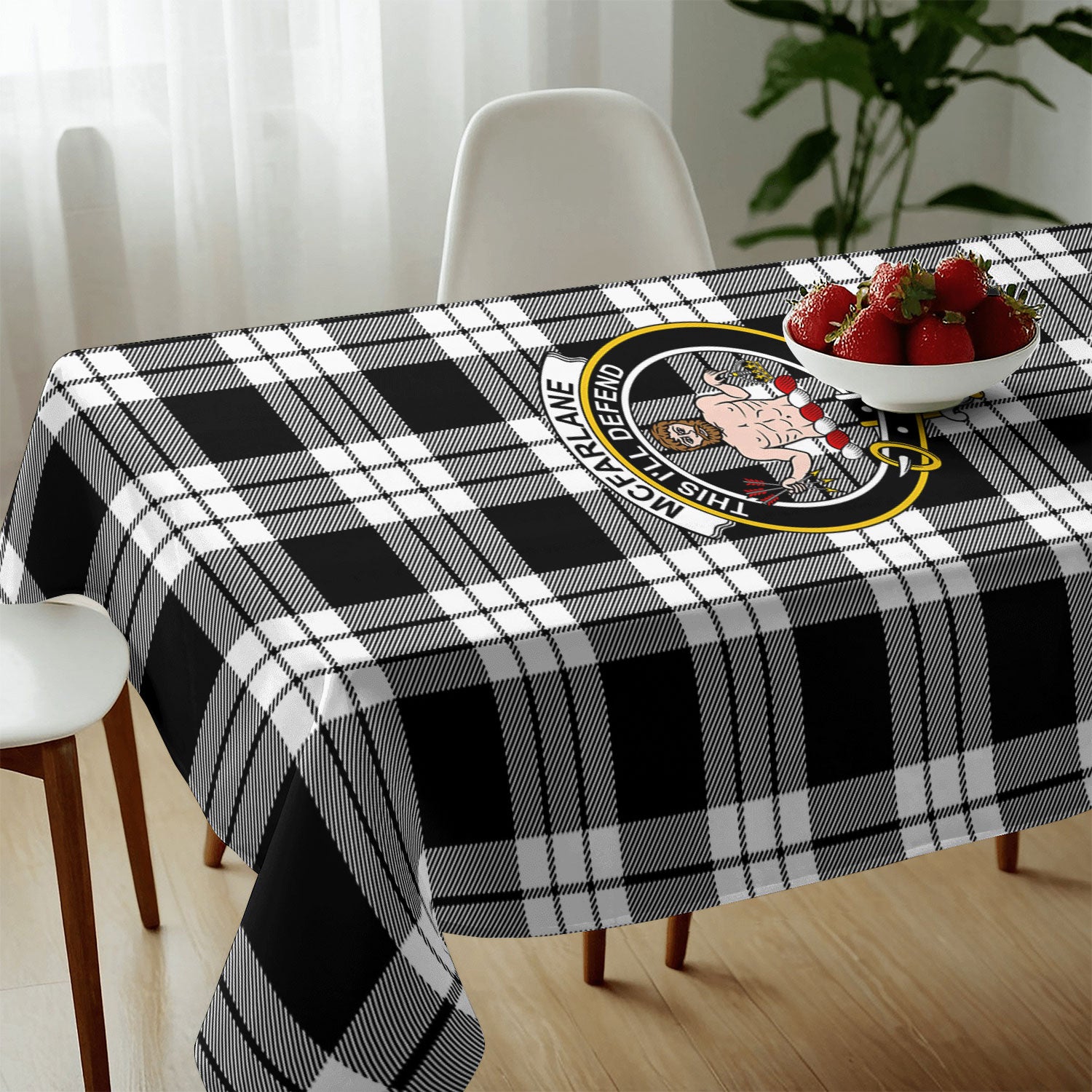 McFarlane Black - White Tartan Crest Tablecloth