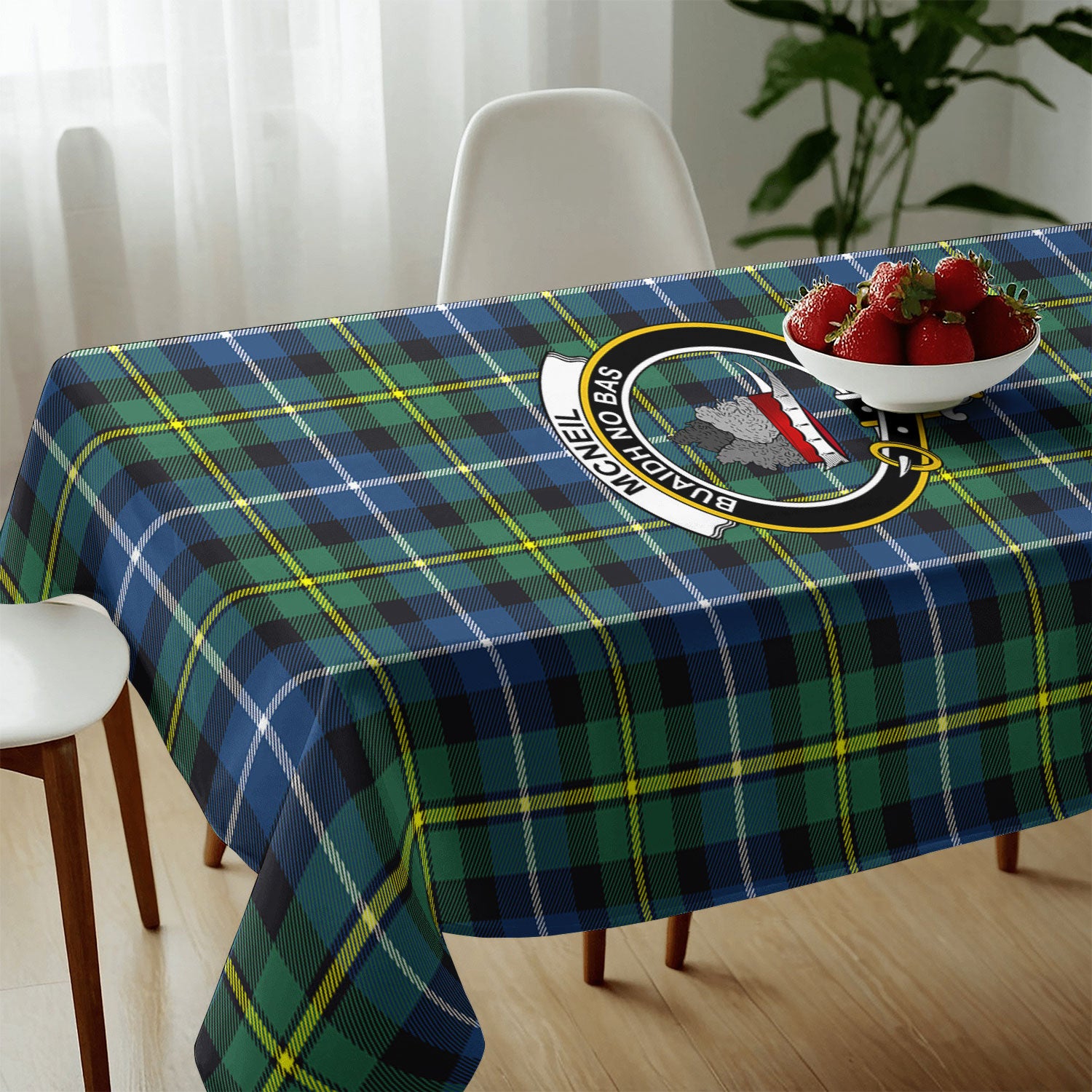 McNeil of Barra Ancient Tartan Crest Tablecloth