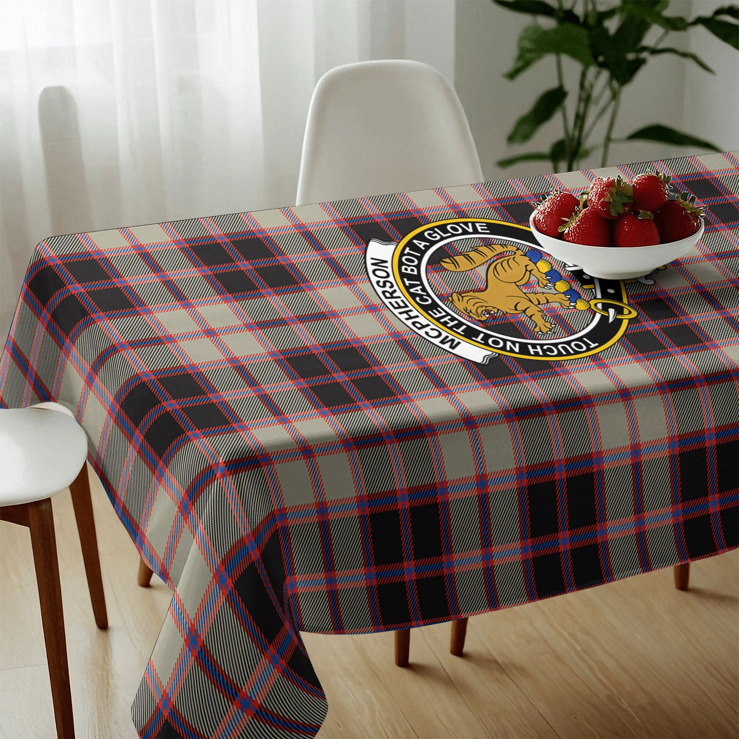 McPherson Hunting Ancient Tartan Crest Tablecloth