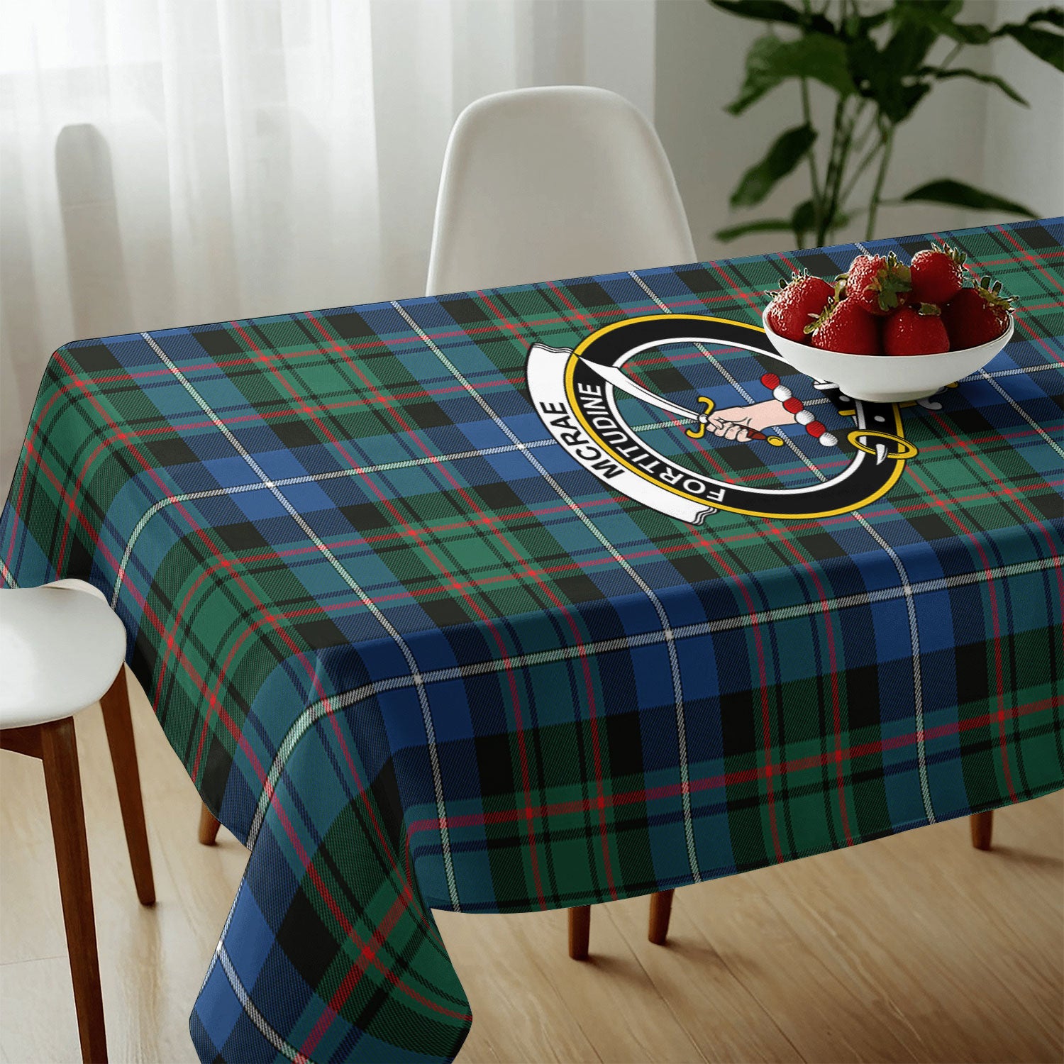 McRae Hunting Ancient Tartan Crest Tablecloth
