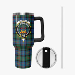 Cameron of Erracht Ancient Tartan Crest 40 oz Insulated Tumbler with Handle