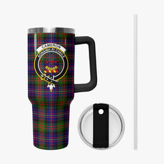 Cameron of Erracht Modern Tartan Crest 40 oz Insulated Tumbler with Handle