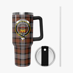 Cameron of Erracht Weathered Tartan Crest 40 oz Insulated Tumbler with Handle