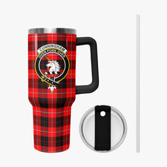 Cunningham Modern Tartan Crest 40 oz Insulated Tumbler with Handle