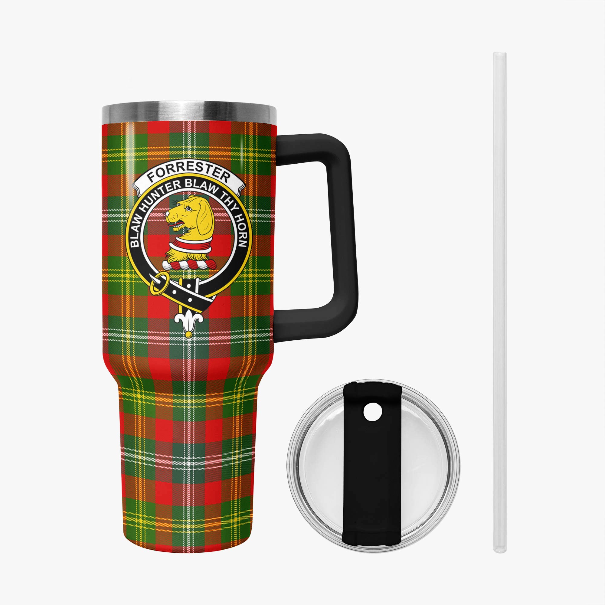 Forrester Tartan Crest 40 oz Insulated Tumbler with Handle