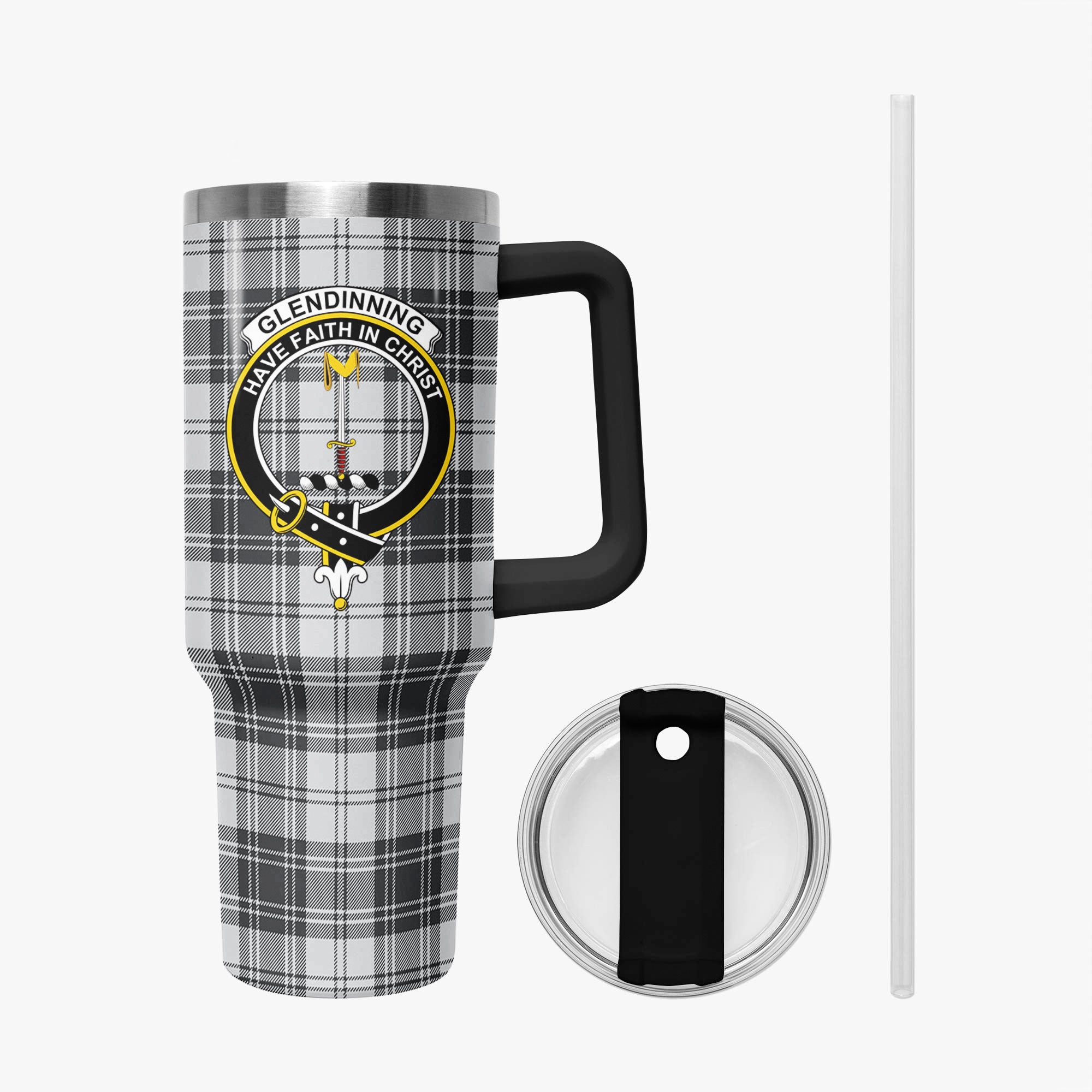 Glendinning Tartan Crest 40 oz Insulated Tumbler with Handle