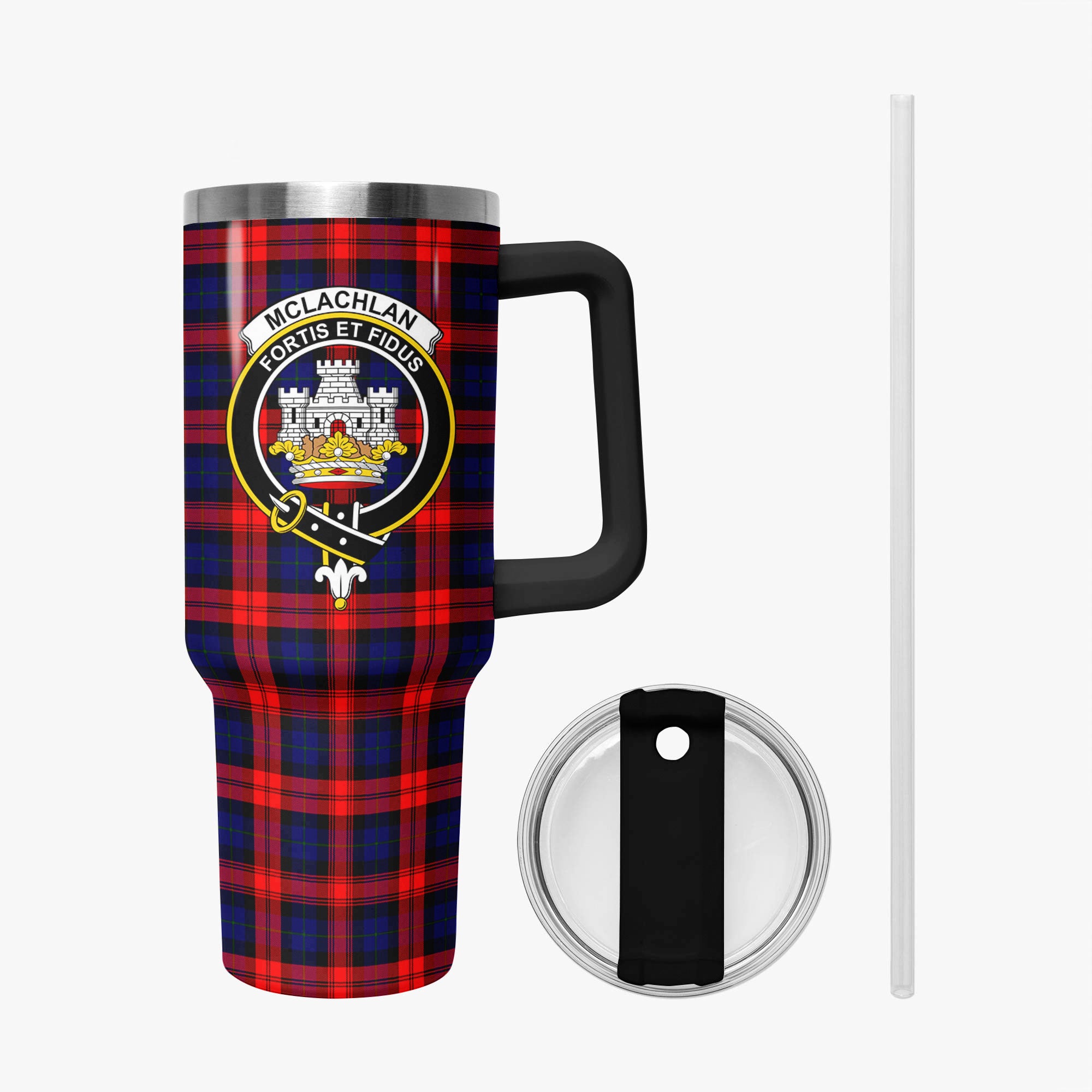 McLachlan Modern Tartan Crest 40 oz Insulated Tumbler with Handle