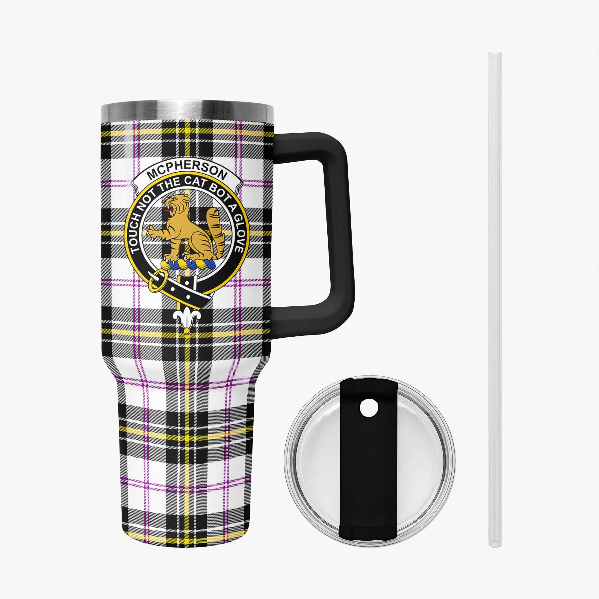 McPherson Dress Modern Tartan Crest 40 oz Insulated Tumbler with Handle