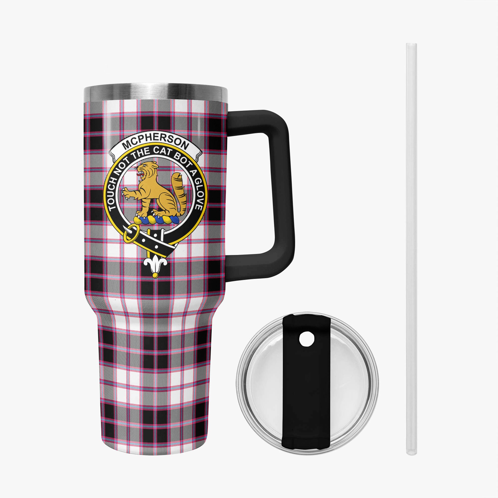 McPherson Hunting Modern Tartan Crest 40 oz Insulated Tumbler with Handle