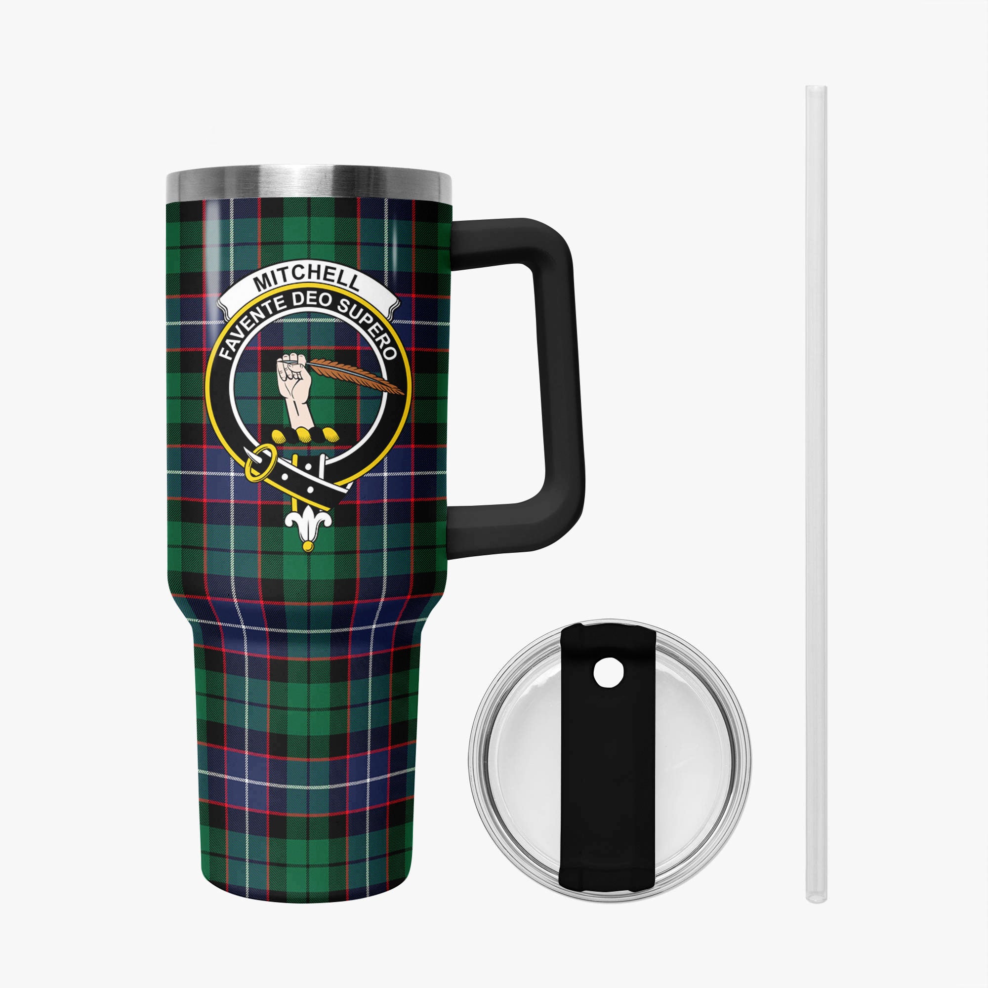 Mitchell Modern Tartan Crest 40 oz Insulated Tumbler with Handle