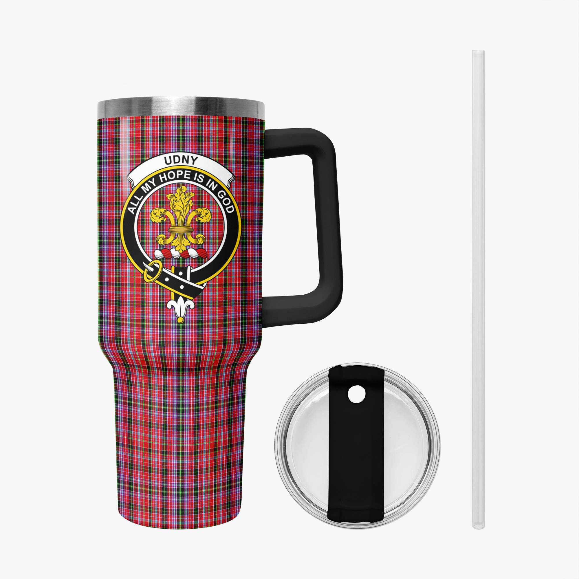 Udny Tartan Crest 40 oz Insulated Tumbler with Handle