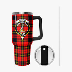 Wallace Hunting Red Tartan Crest 40 oz Insulated Tumbler with Handle