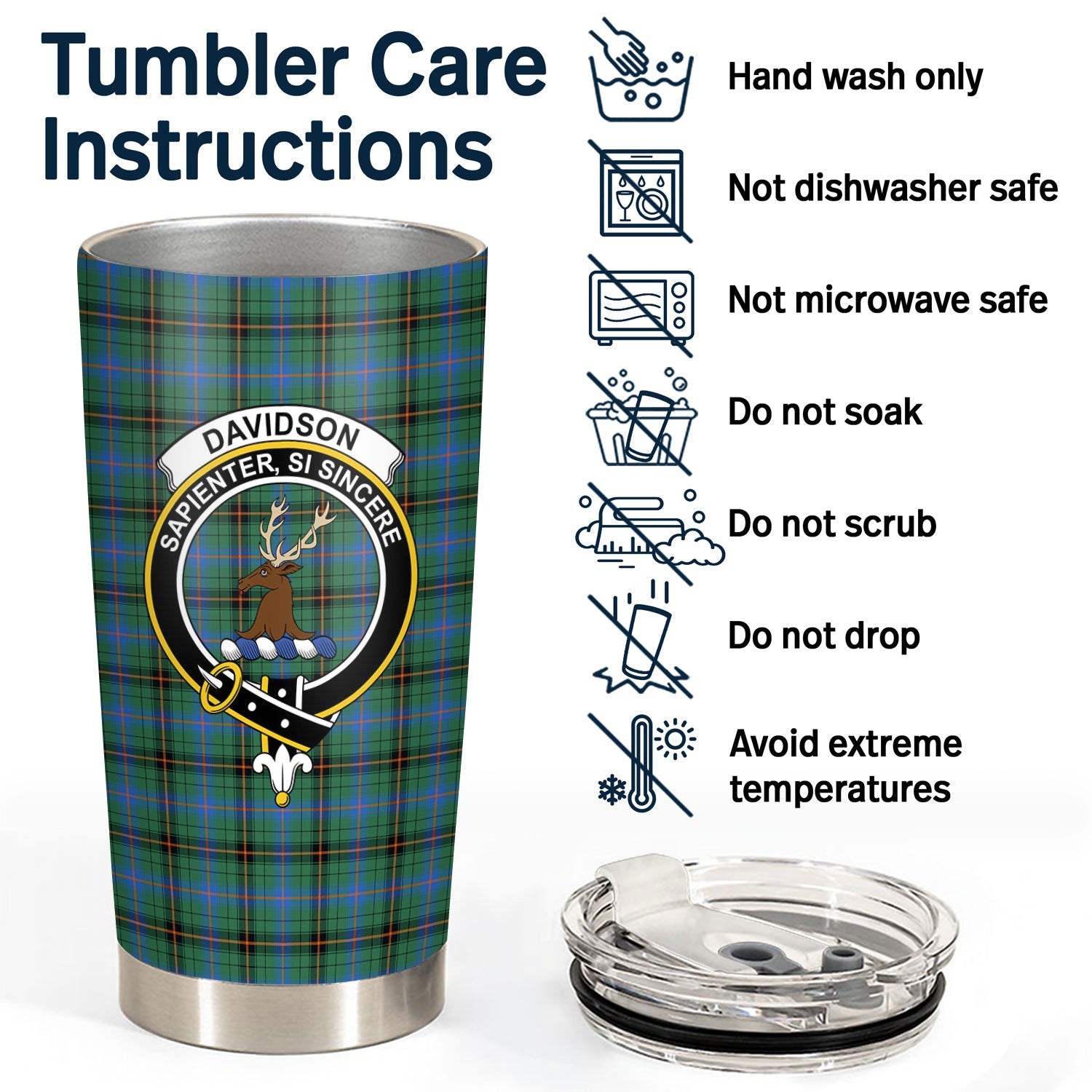 Davidson Ancient Tartan Crest Tumbler