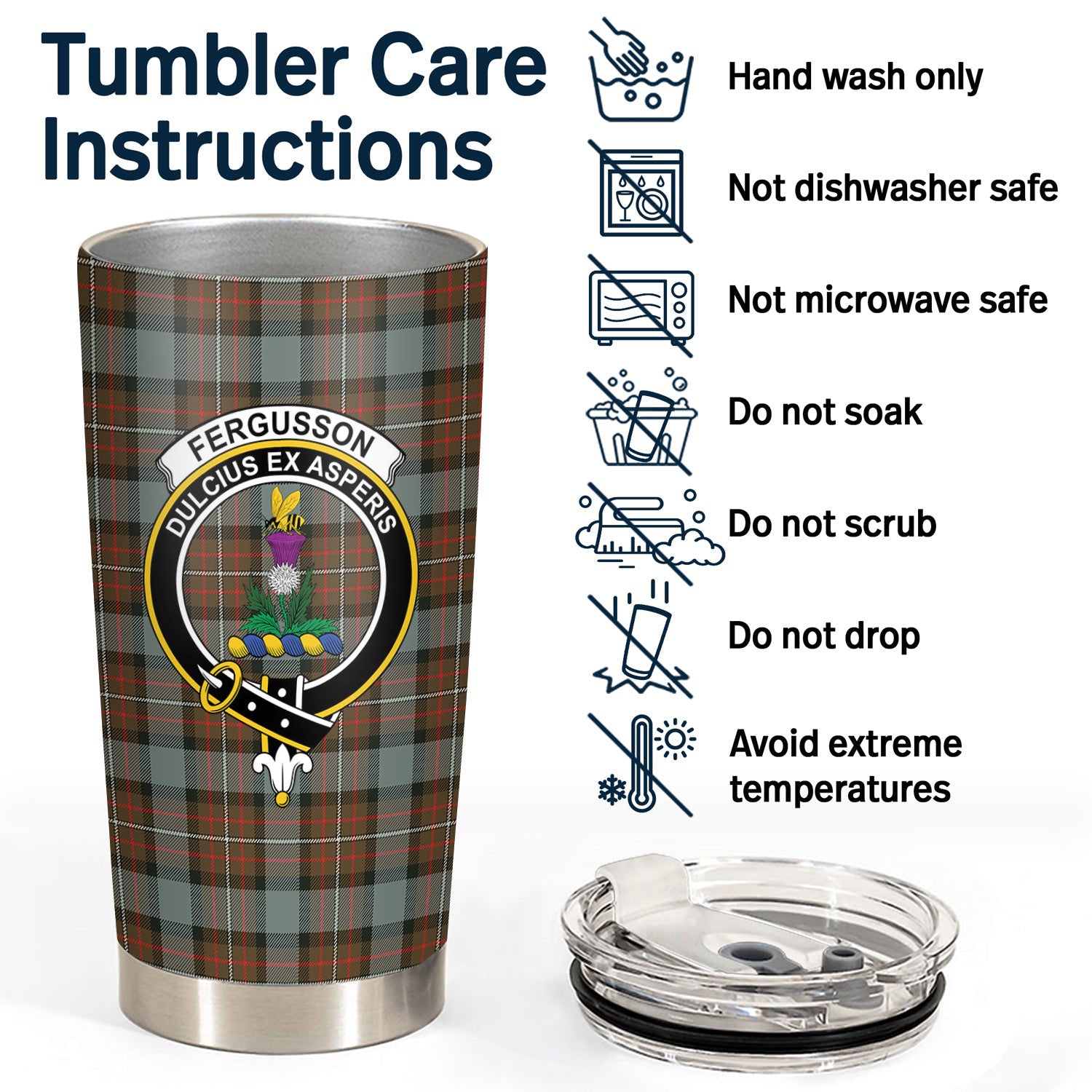 Fergusson Weathered Tartan Crest Tumbler