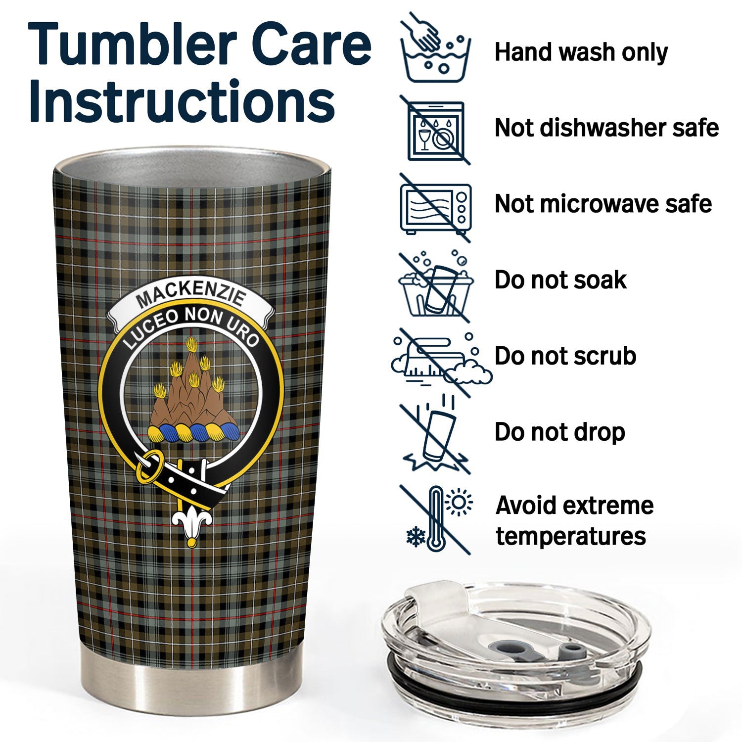 MacKenzie Weathered Tartan Crest Tumbler