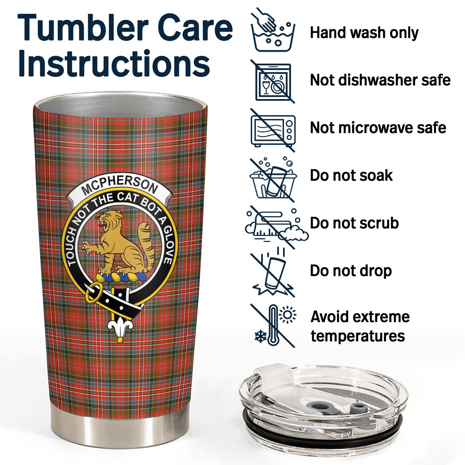 McPherson Weathered Tartan Crest Tumbler