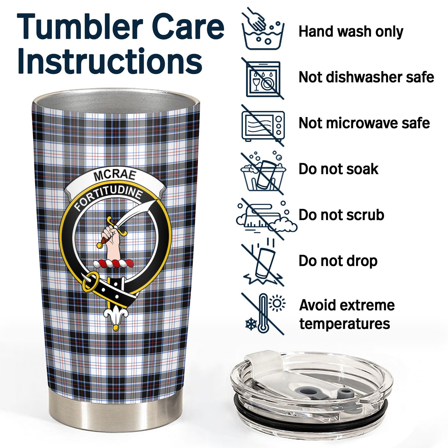 McRae Dress Modern Tartan Crest Tumbler