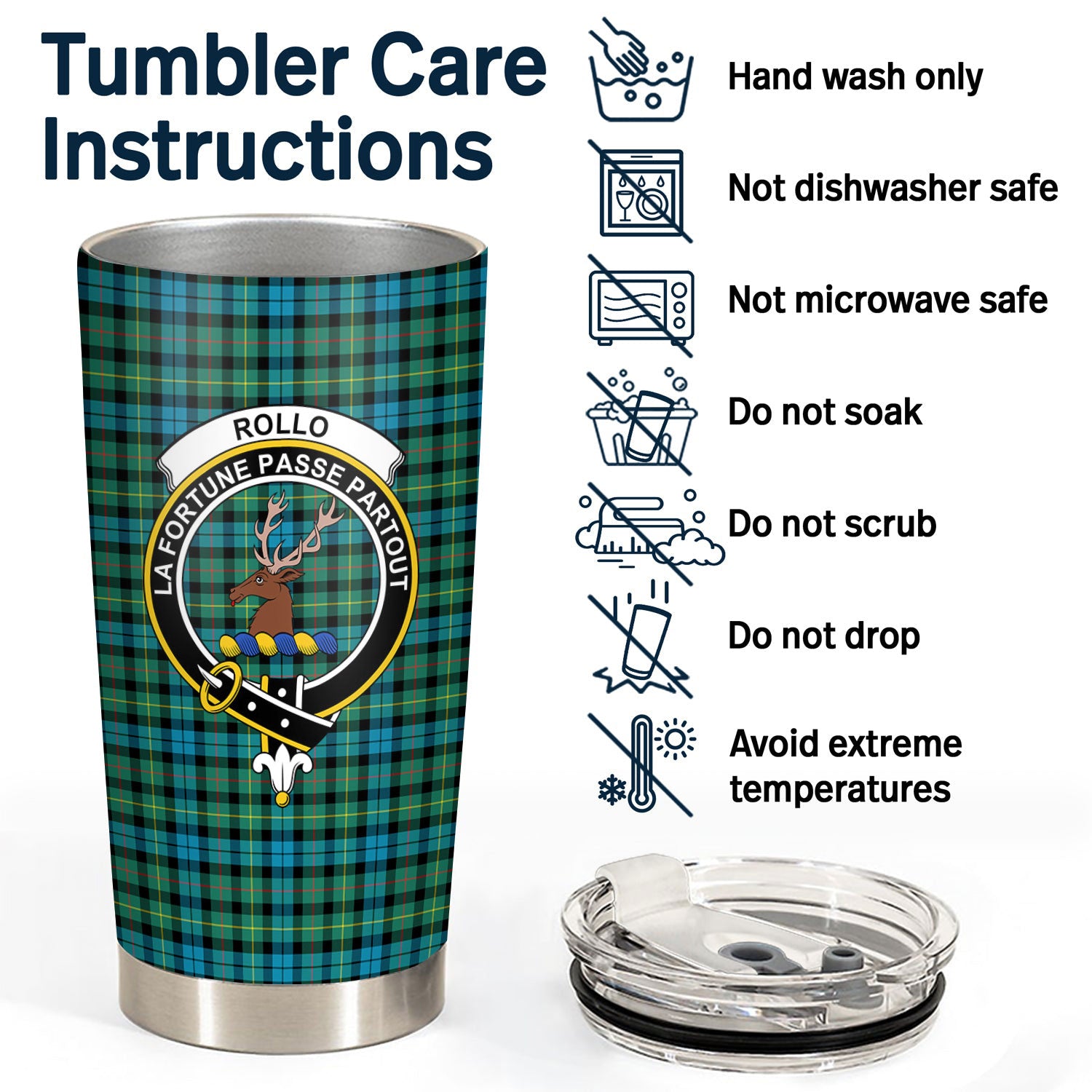 Rollo Ancient Tartan Crest Tumbler