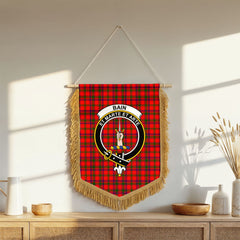 Bain Tartan Crest Wall Hanging Banner - Wood Pole