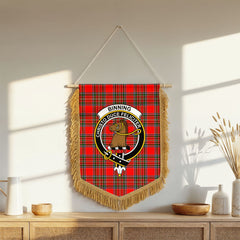 Binning (of Wallifoord) Tartan Crest Wall Hanging Banner - Wood Pole