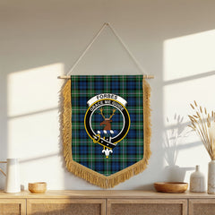 Forbes Ancient Tartan Crest Wall Hanging Banner - Wood Pole