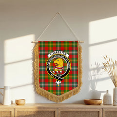 Forrester Tartan Crest Wall Hanging Banner - Wood Pole