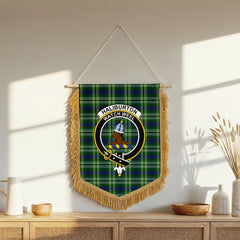 Haliburton Tartan Crest Wall Hanging Banner - Wood Pole