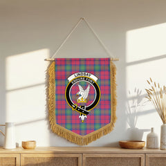 Lindsay Ancient Tartan Crest Wall Hanging Banner - Wood Pole