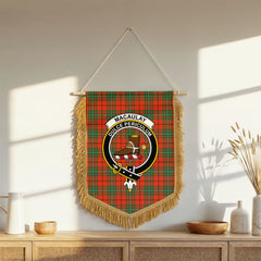 MacAulay Ancient Tartan Crest Wall Hanging Banner - Wood Pole