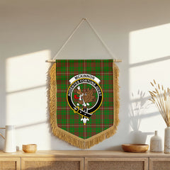 McKinnon Hunting Modern Tartan Crest Wall Hanging Banner - Wood Pole