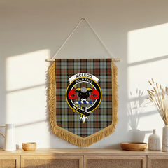 McLeod of Harris Weathered Tartan Crest Wall Hanging Banner - Wood Pole