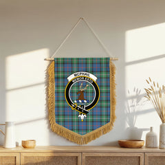 McPhail Hunting Ancient Tartan Crest Wall Hanging Banner - Wood Pole