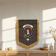 Tailyour (or Taylor) Tartan Crest Wall Hanging Banner - Wood Pole