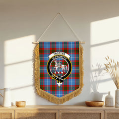 Trotter Tartan Crest Wall Hanging Banner - Wood Pole