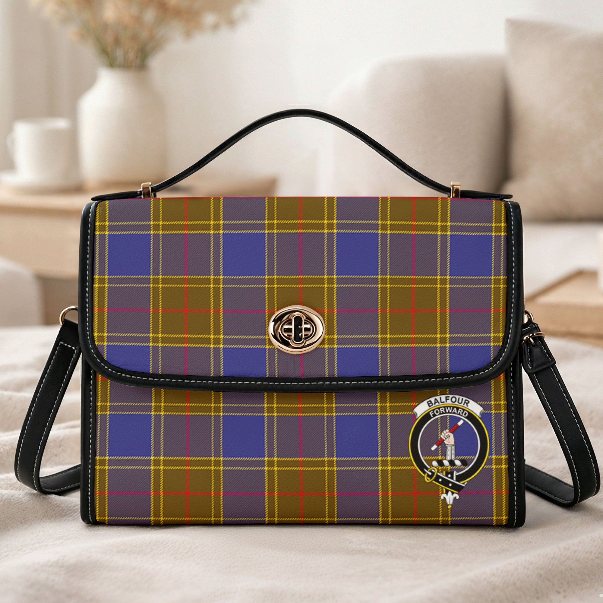 Balfour Modern Tartan Crest Satchel Bag