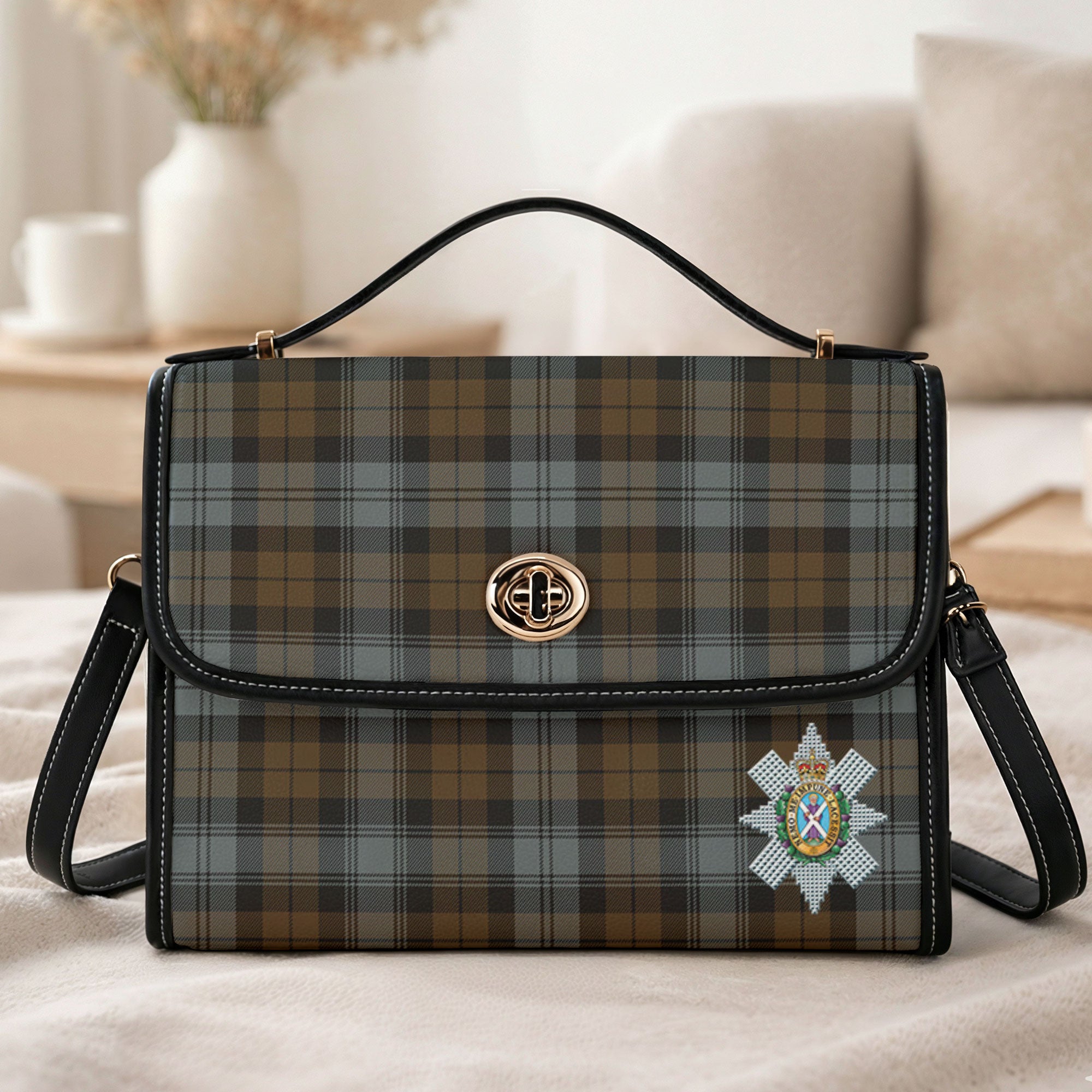 Black Watch Weathered Tartan Crest Satchel Bag