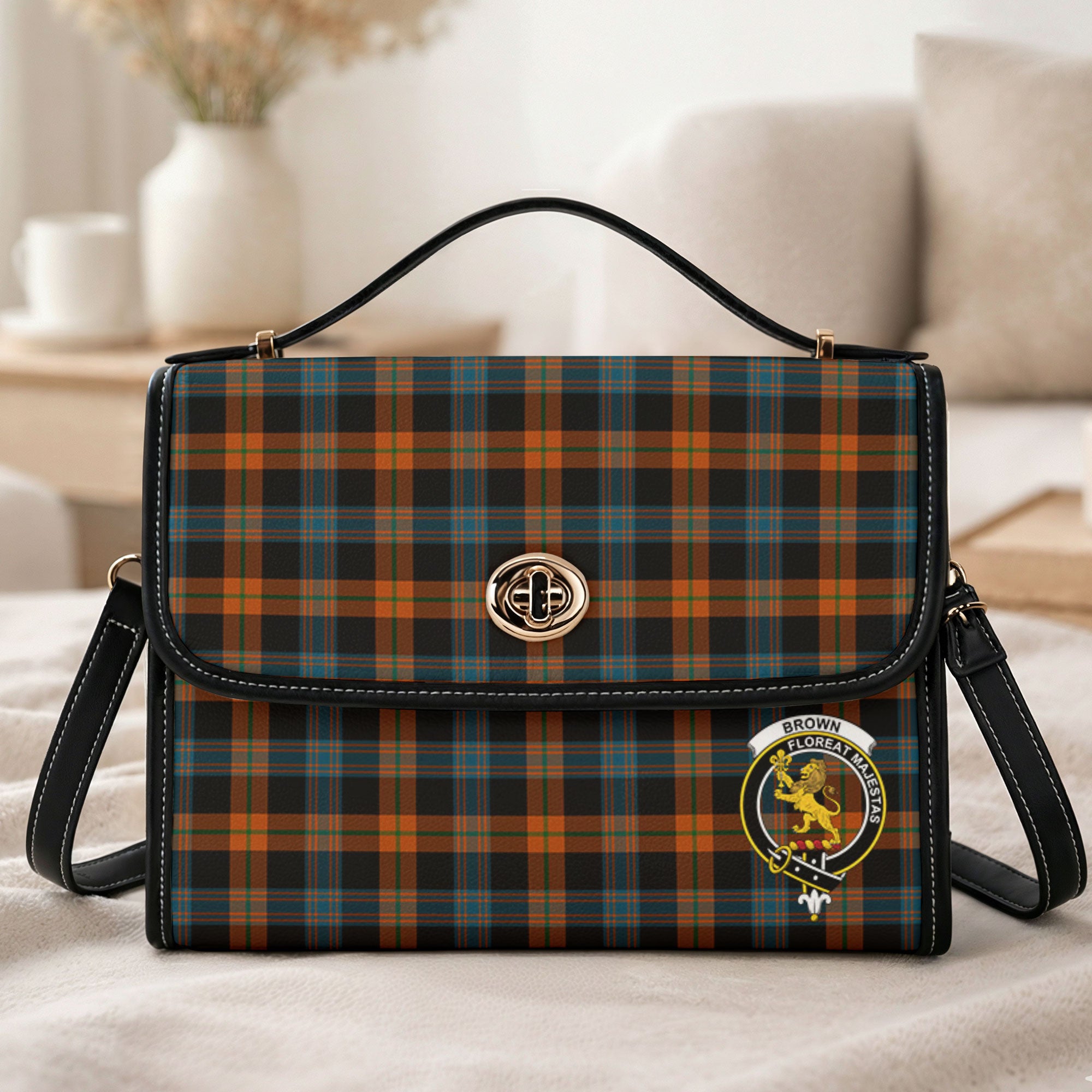 Brown Ancient Tartan Crest Satchel Bag
