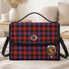 Brown Modern Tartan Crest Satchel Bag