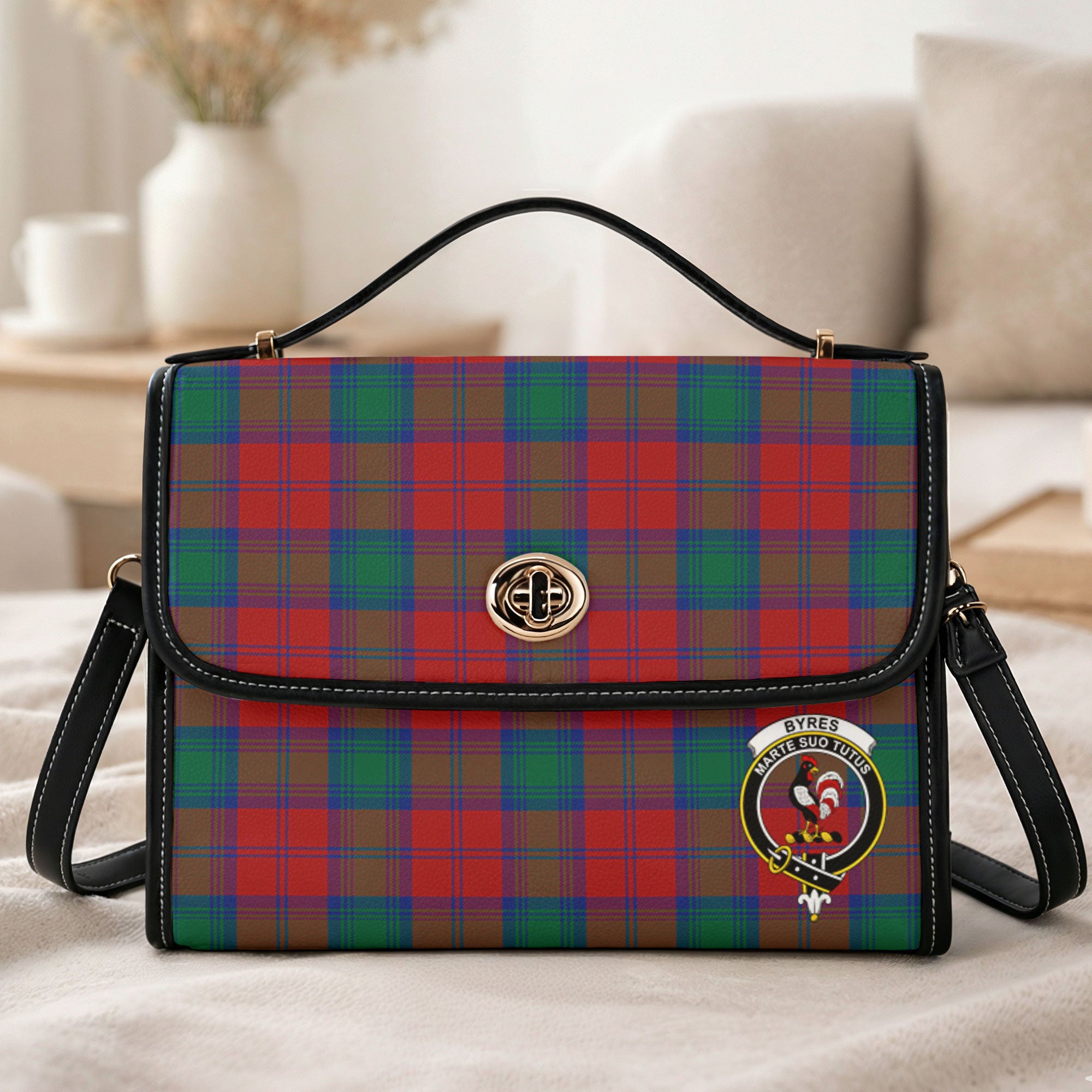 Byres Tartan Crest Satchel Bag
