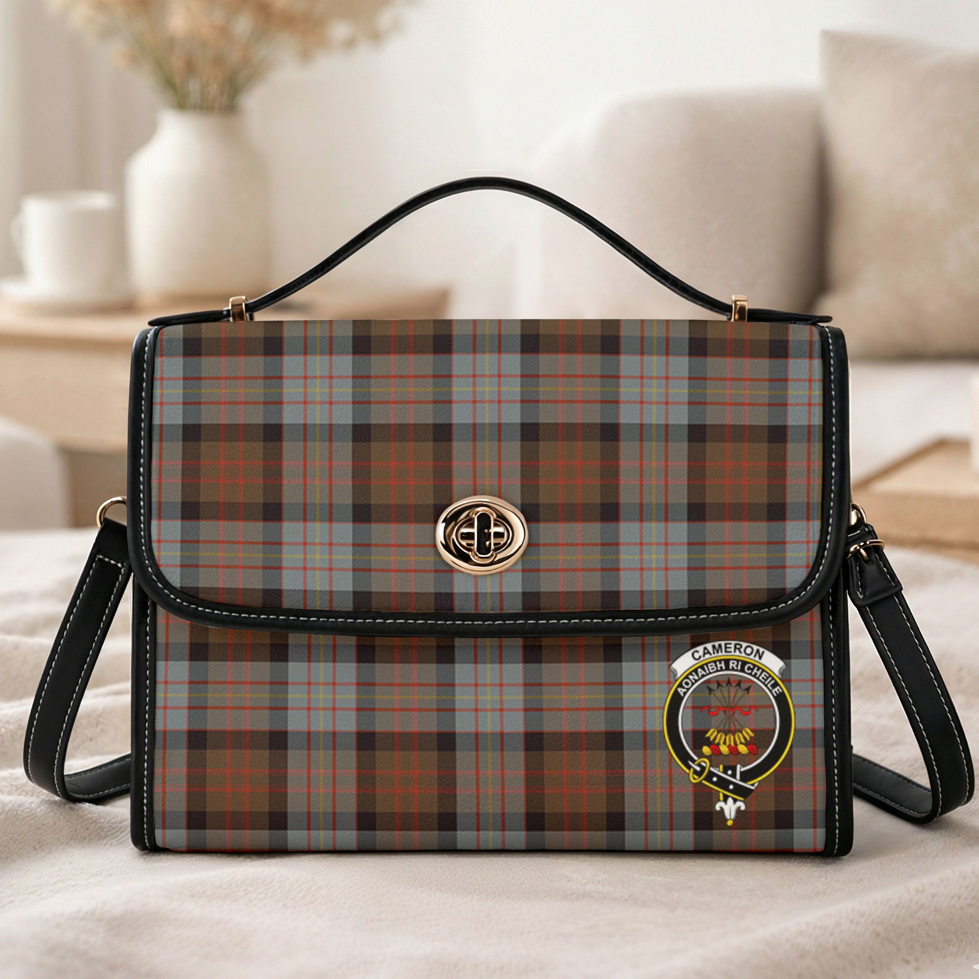 Cameron of Erracht Weathered Tartan Crest Satchel Bag