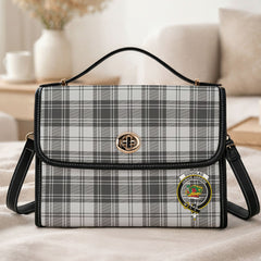 Douglas Grey Modern Tartan Crest Satchel Bag